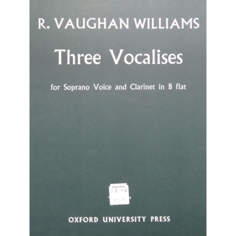 VAUGHAN WILLIAMS Ralph Three Vocalises Chant Clarinette 1960