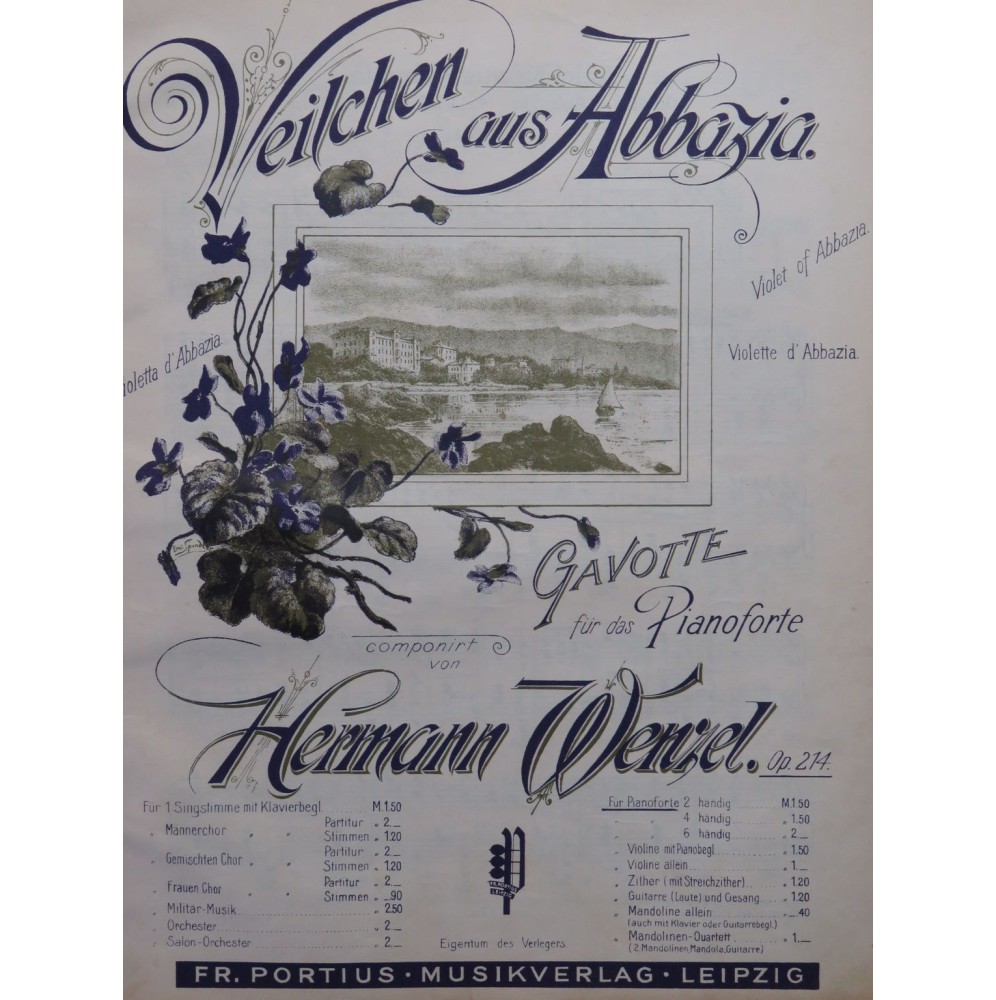 WENZEL Hermann Veilchen aus Abbazia Piano 1927