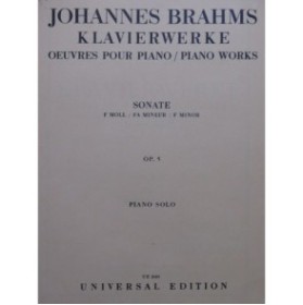 BRAHMS Johannes Sonate F moll op 5 Piano