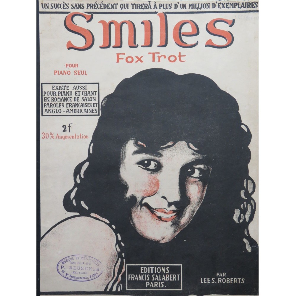 SALABERT Francis Smiles Fox Trot Piano  1918