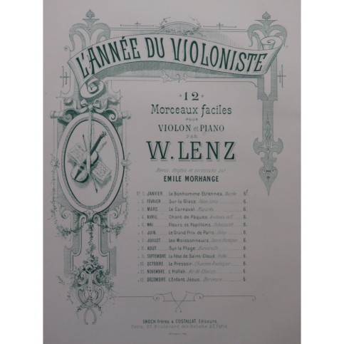 LENZ W. Sur la Plage Violon Piano 1883