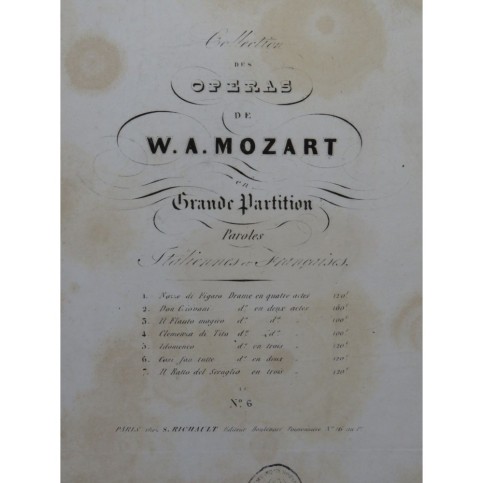 MOZART W. A. Cosi fan tutte Opéra Orchestre Chant ca1830
