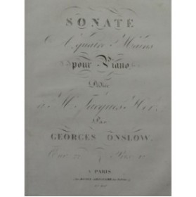 ONSLOW Georges Sonate op 22 Piano 4 mains ca1835
