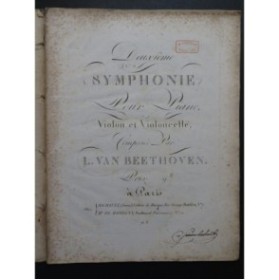 BEETHOVEN Symphonie No 2 Piano Violon Violoncelle ca1808