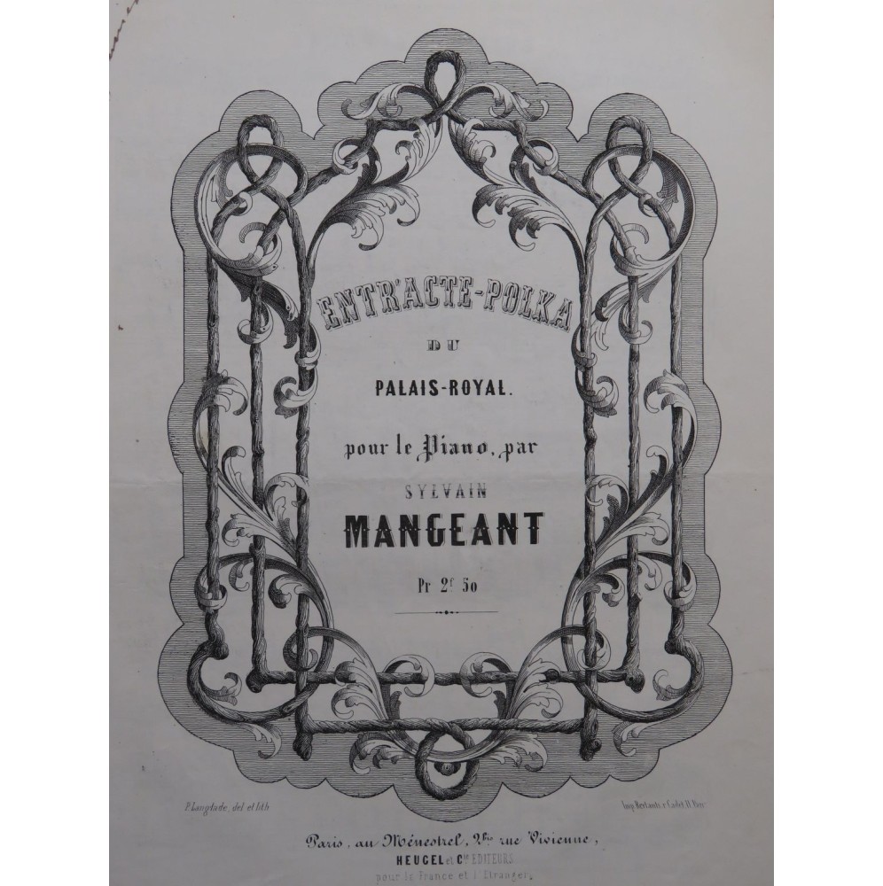 MANGEANT Sylvain Entr'acte-Polka Piano ca1850