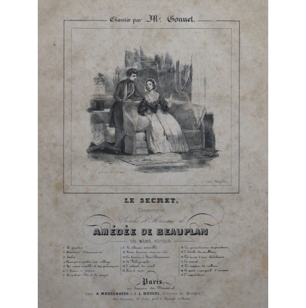 DE BEAUPLAN Amédée Le Secret Chant Piano ca1840