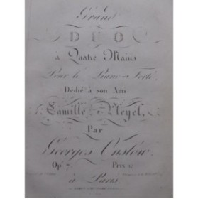 ONSLOW Georges Grand Duo op 7 Piano 4 mains ca1835