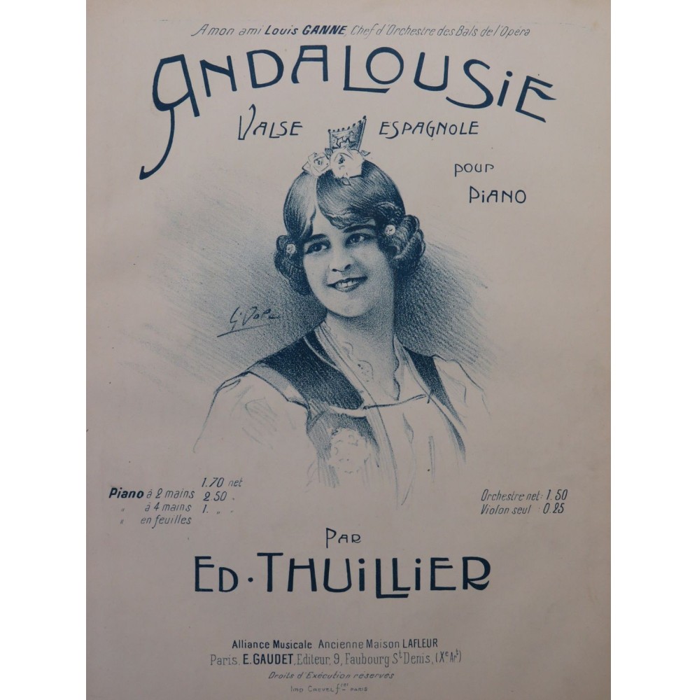 THUILLIER Ed. Andalousie Piano ca1910
