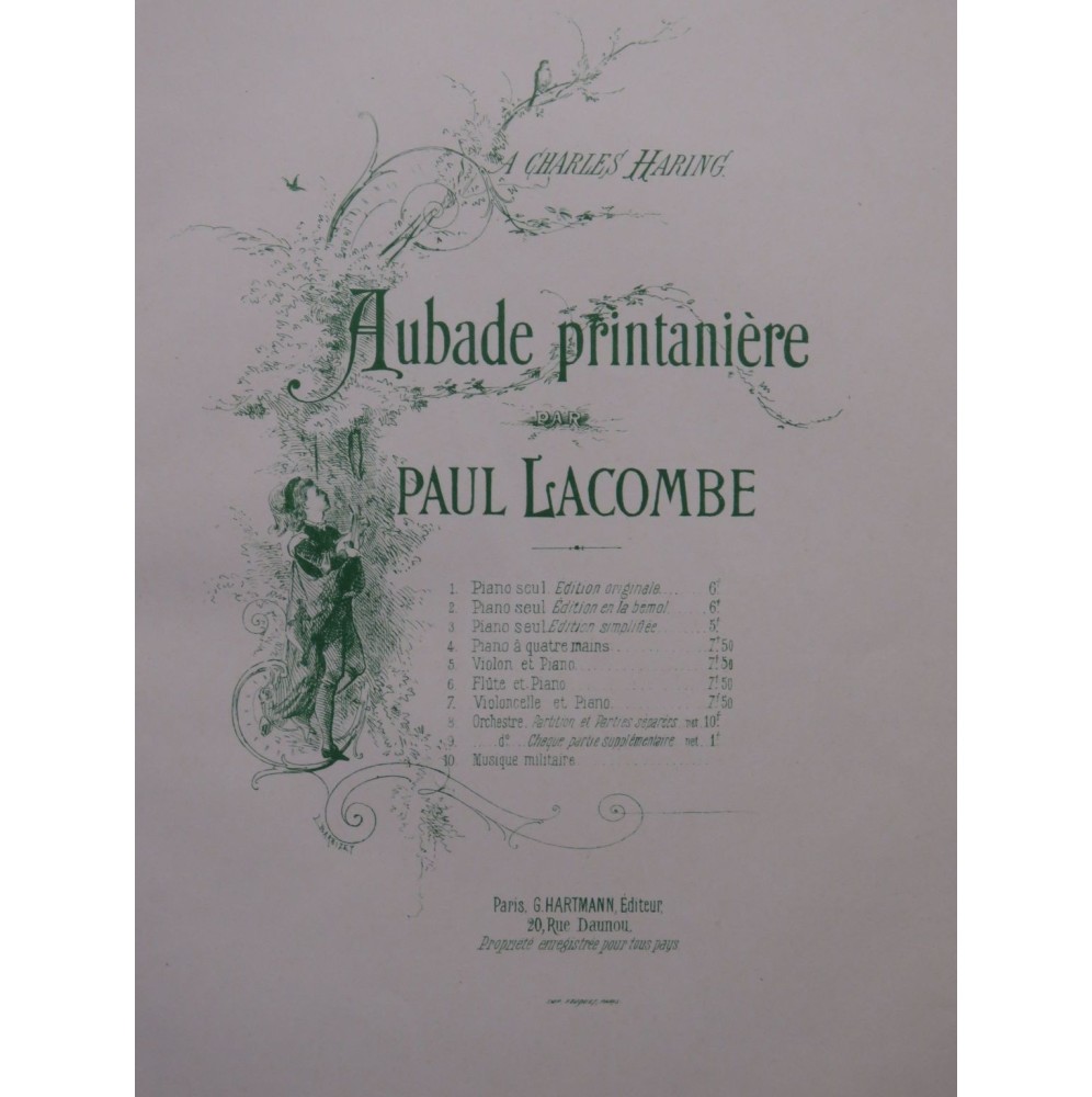 LACOMBE Paul Aubade Printanière Piano 4 mains ca1885
