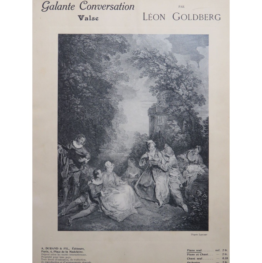 GOLDBERG Léon Galante Conversation Piano 1909