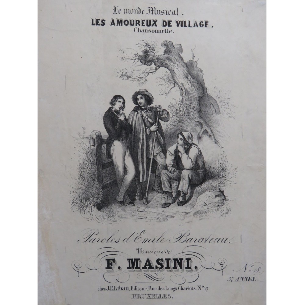 MASINI F. Les Amoureux de Village Chant Piano ca1840