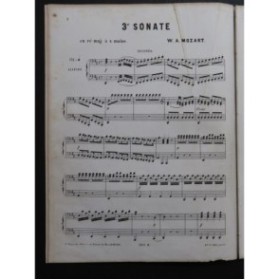 MOZART W. A. Sonate No 3 Ré Majeur Piano 4 mains ca1860