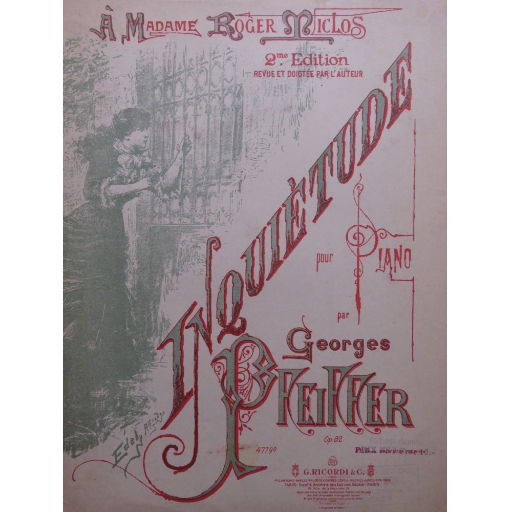 PFEIFFER Georges Inquiétude Piano 1881