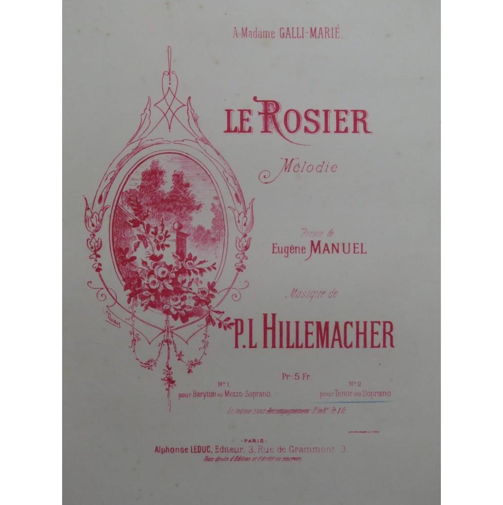 HILLEMACHER P. L. Le Rosier Chant Piano 1885