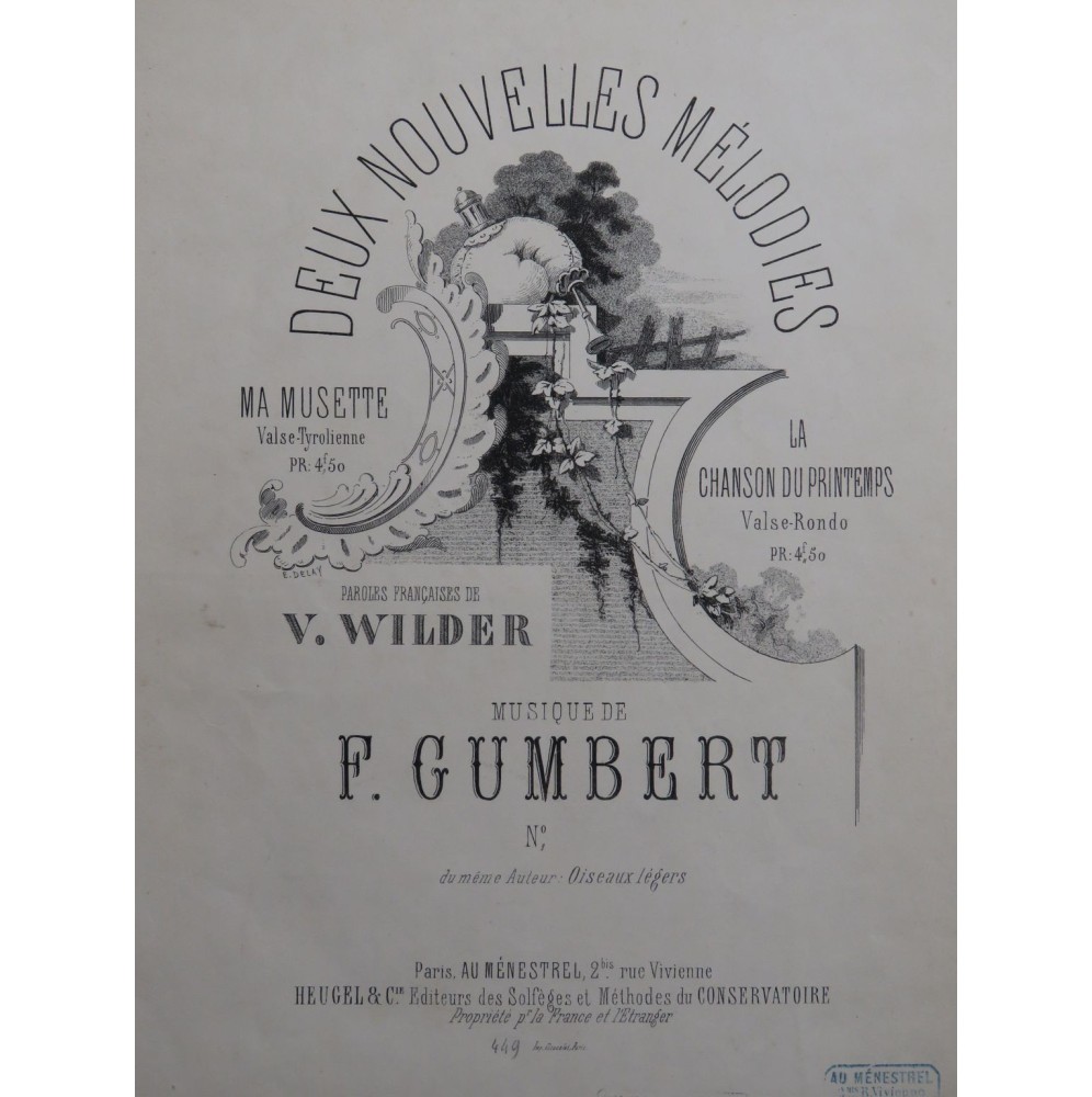 GUMBERT F. Ma Musette Chant Piano 1868