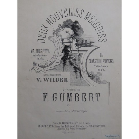 GUMBERT F. Ma Musette Chant Piano 1868