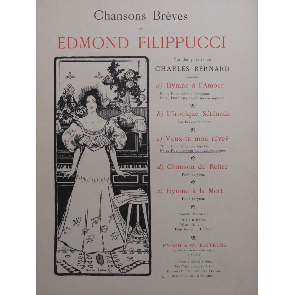 FILIPPUCCI Edmond Veux tu mon rêve Chant Piano 1898