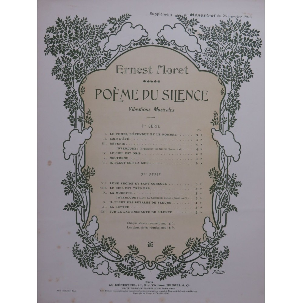 MORET Ernest Lune froide et sans auréole Chant Piano 1906