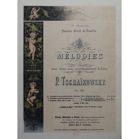 TSCHAIKOWSKY P. I. Les Larmes Chant Piano ca1890