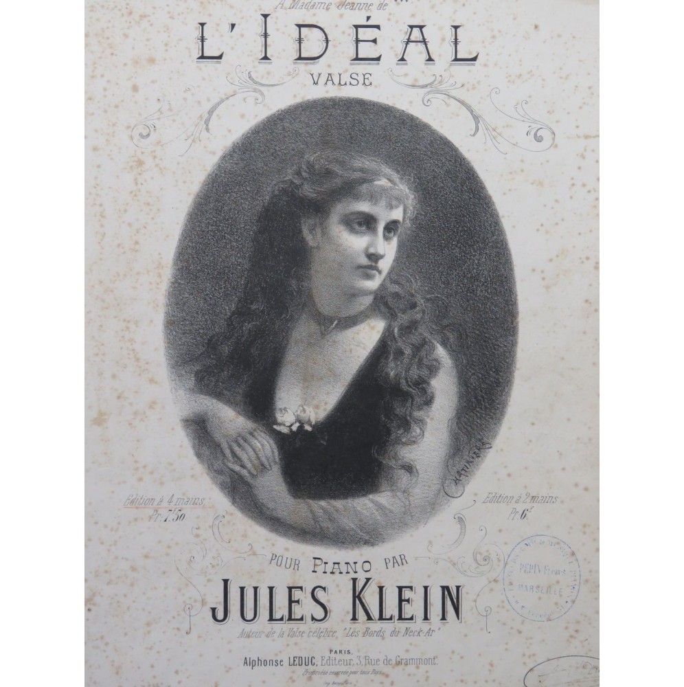 KLEIN Jules L'Idéal Valse Piano 4 mains ca1875