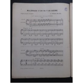 BLANC Adolphe Malbrough s'en va-t-en Guerre Caprice Piano 6 mains ca1880