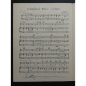 REIE KAYE Remember Pearl Harbor Chant Piano 1941