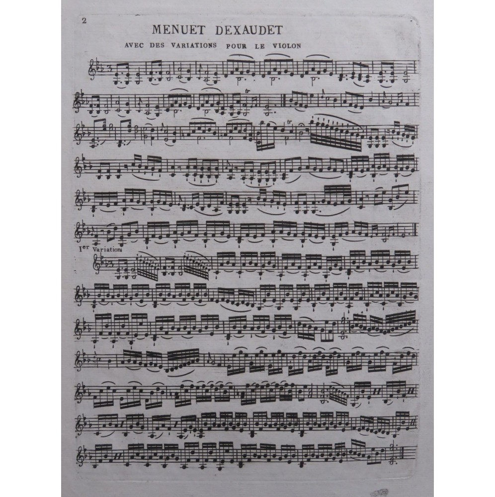 EXAUDET André-Joseph Menuet avec Variations Violon XVIIIe siècle