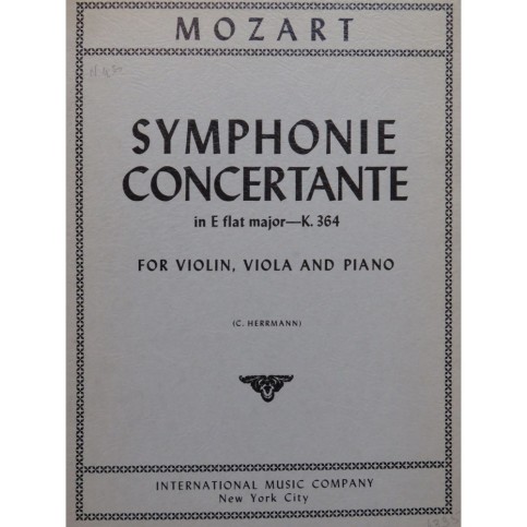 MOZART W. A. Symphonie Concertante KV 364 Piano Violon Alto