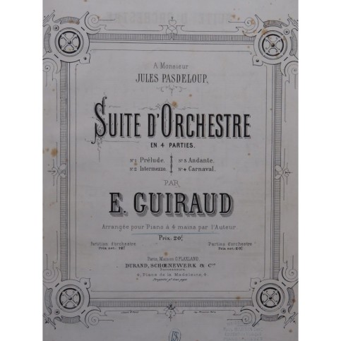GUIRAUD Ernest Suite d'Orchestre Piano 4 mains ca1870