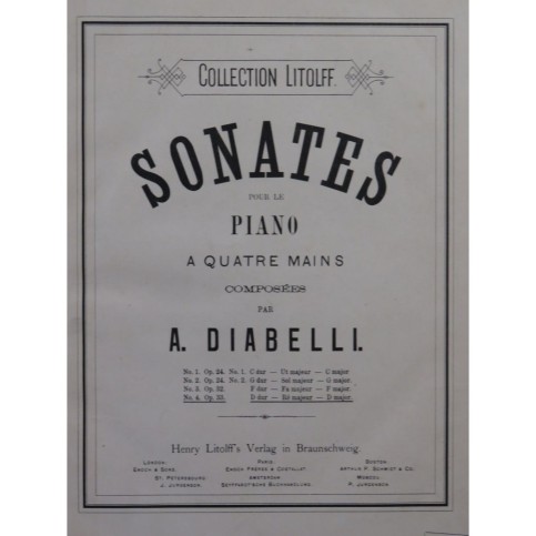 DIABELLI Anton Sonate No 4 op 33 Piano 4 mains XIXe