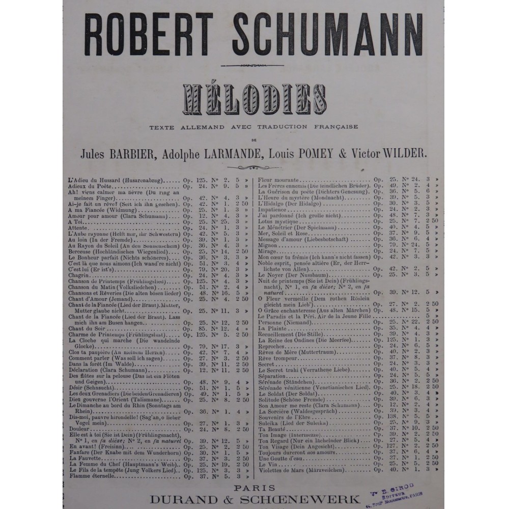 SCHUMANN Robert Lotus Mystique Chant Piano ca1890