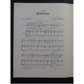 LEROUX Xavier Madrigal Chant Piano 1894