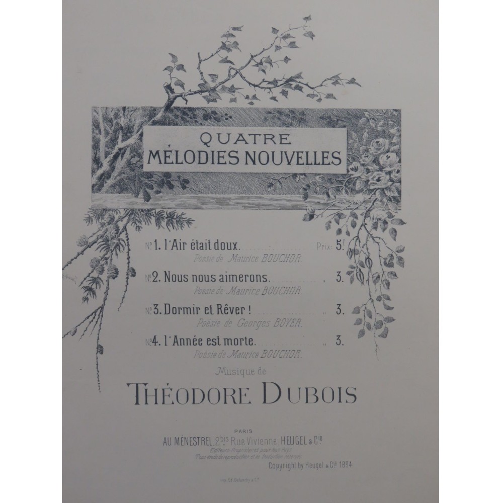 DUBOIS Théodore L'année est morte Chant Piano 1894