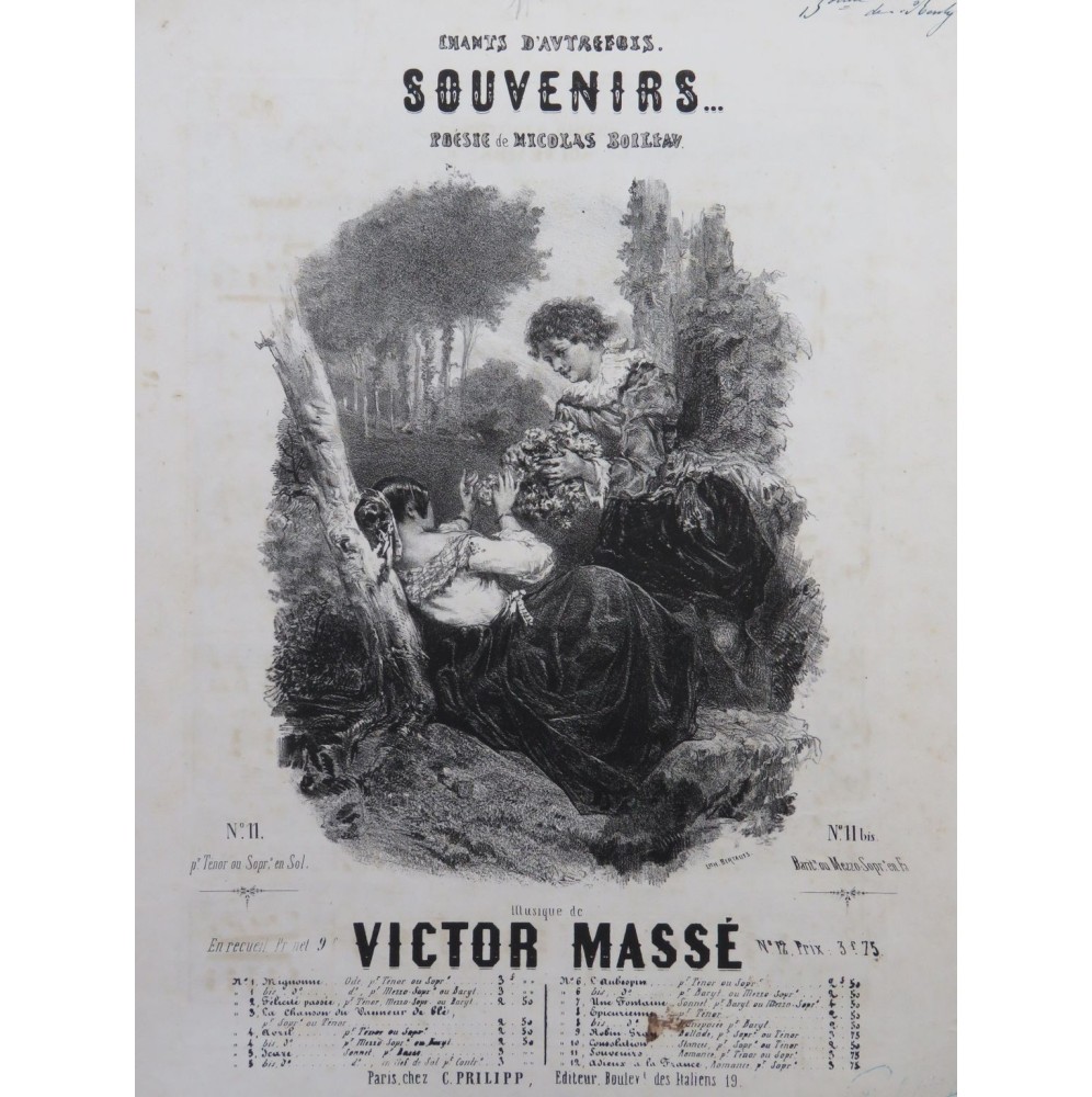 MASSÉ Victor Souvenirs Chant Piano ca1850