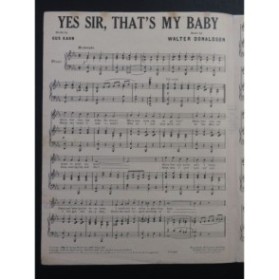 DONALDSON Walter Yes Sir ! That's My Baby Chant Piano 1926