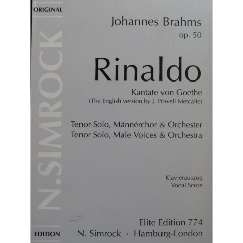 BRAHMS Johannes Rinaldo Kantate von Goethe Chant Piano
