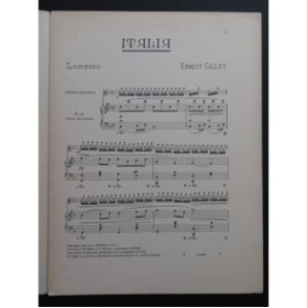 GILLET Ernest Italia Lamento Piano 1908