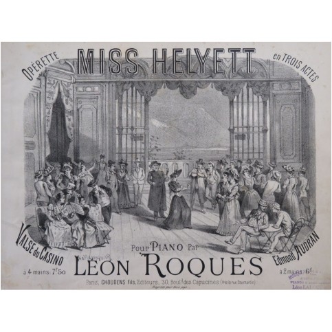 ROQUES Léon Miss Helyett E. Audran Valse du Casino Piano ca1890