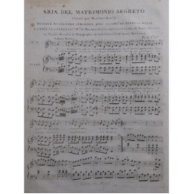 CIMAROSA Domenico Il Matrimonio Segreto Aria Chant Piano ou Harpe ca1810