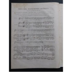 CIMAROSA Domenico Il Matrimonio Segreto Aria Chant Piano ou Harpe ca1810