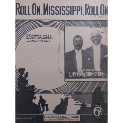 WEST Mc CAFFREY RINGLE Roll on Mississippi Chant Piano 1931