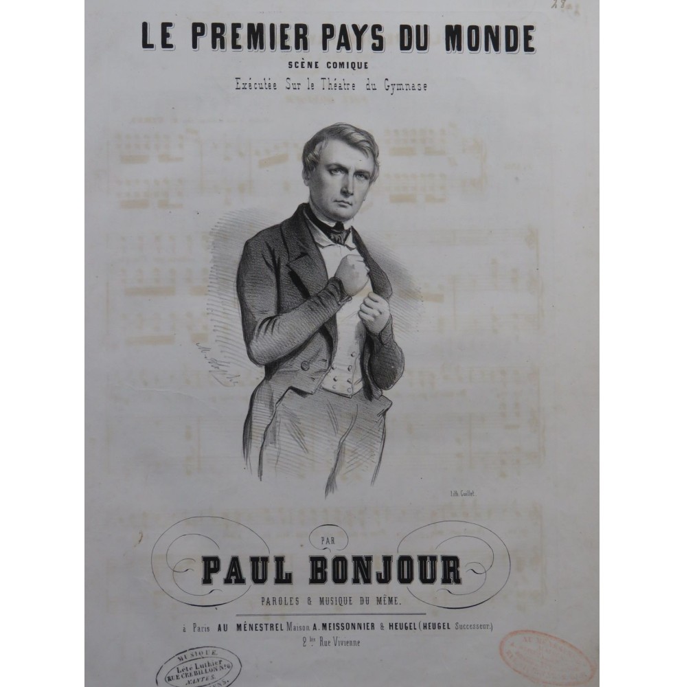 BONJOUR Paul Le premier pays du monde Chant Piano ca1850