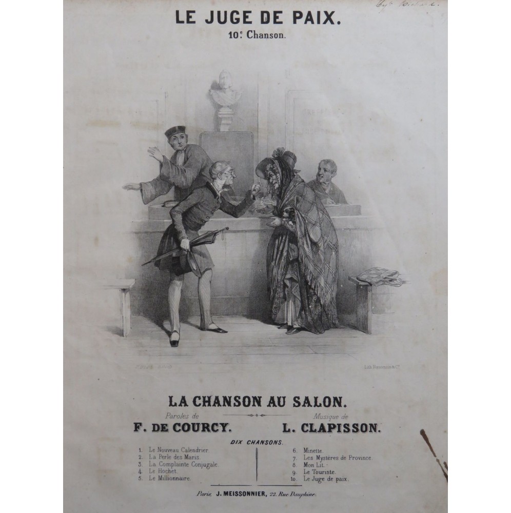 CLAPISSON Louis Le Juge de Paix Chant Piano ca1840