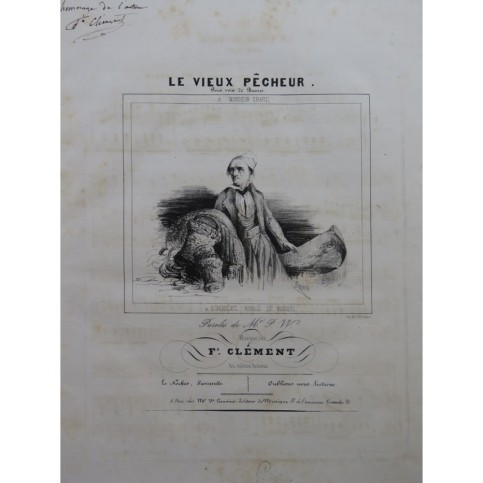 CLÉMENT Félix Le Vieux Pêcheur Dédicace Chant Piano ca1840