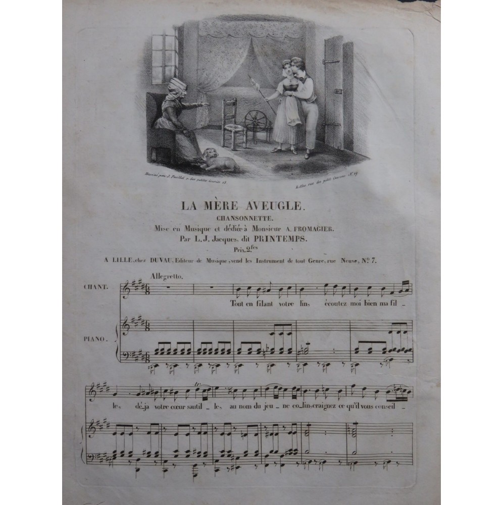 PRINTEMPS La Mère Aveugle Chant Piano ca1830