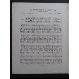 ABADIE Louis La jeune fille à l'éventail Chant Piano ca1840