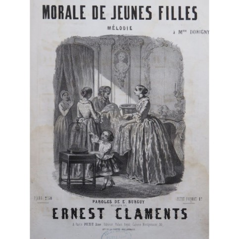 CLAMENTS Ernest Morale de jeunes filles Chant Piano ca1850