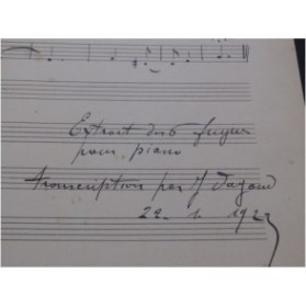 SAINT-SAËNS Camille Fugue Manuscrit Violon Alto Violoncelle 1922