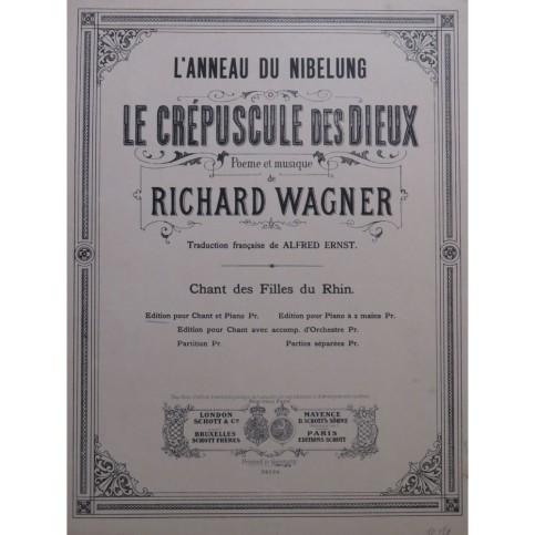 WAGNER Richard Chant des Filles du Rhin Chant Piano ca1900