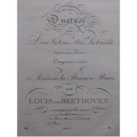 BEETHOVEN Quatuor d'après la Sonate op 14 No 1 Violon 1802